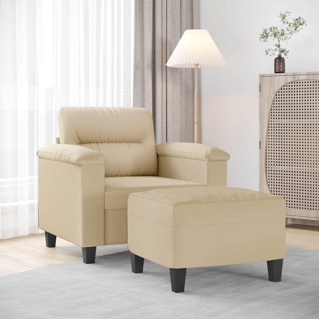 vidaXL Fauteuil met voetenbank 60 cm microvezelstof taupe