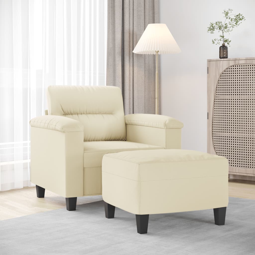 vidaXL Fauteuil met voetenbank 60 cm kunstleer zwart