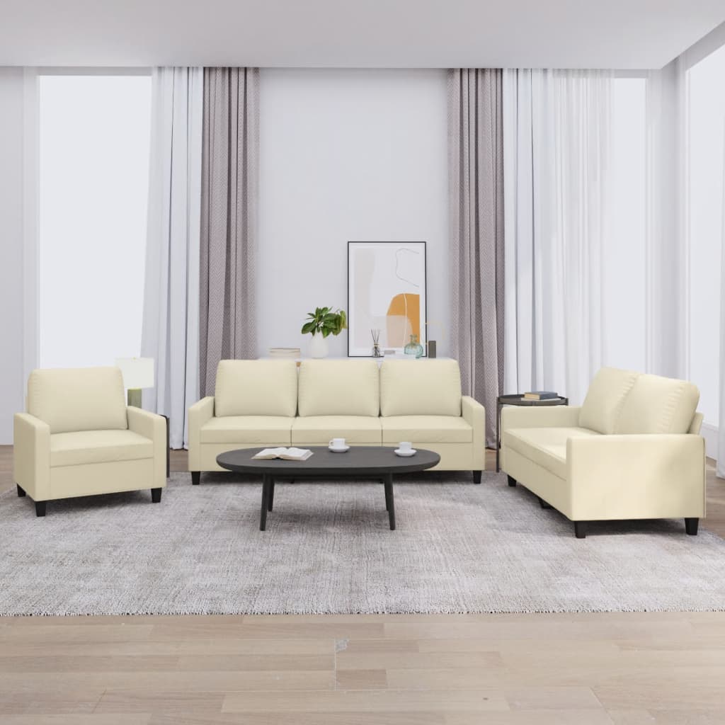 vidaXL 3-delige Loungeset met kussens kunstleer zwart
