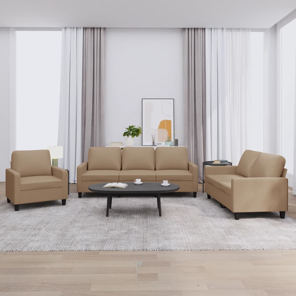 vidaXL 3-delige Loungeset met kussens kunstleer zwart