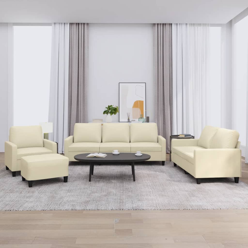 vidaXL 3-delige Loungeset met kussens kunstleer zwart