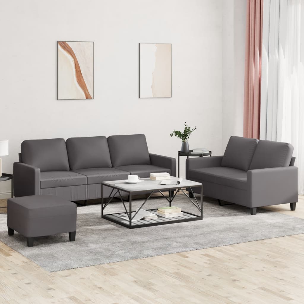 vidaXL 2-delige Loungeset met kussens kunstleer zwart