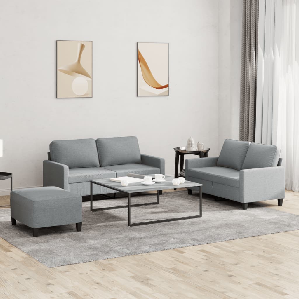 vidaXL 2-delige Loungeset met kussens stof lichtgrijs