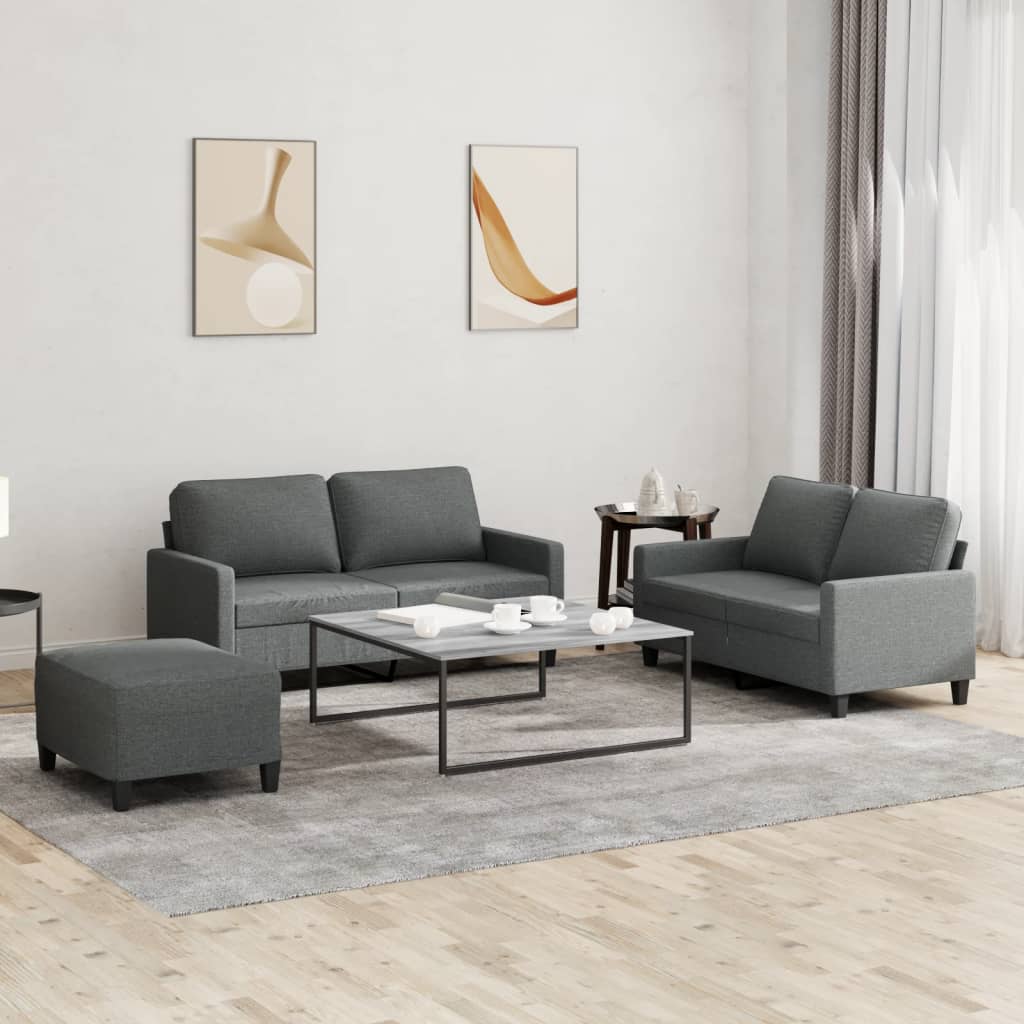 vidaXL 2-delige Loungeset met kussens stof lichtgrijs