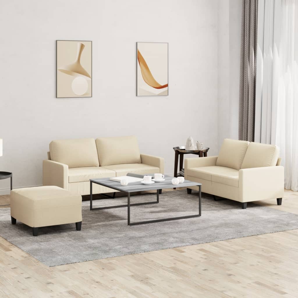 vidaXL 2-delige Loungeset met kussens stof lichtgrijs