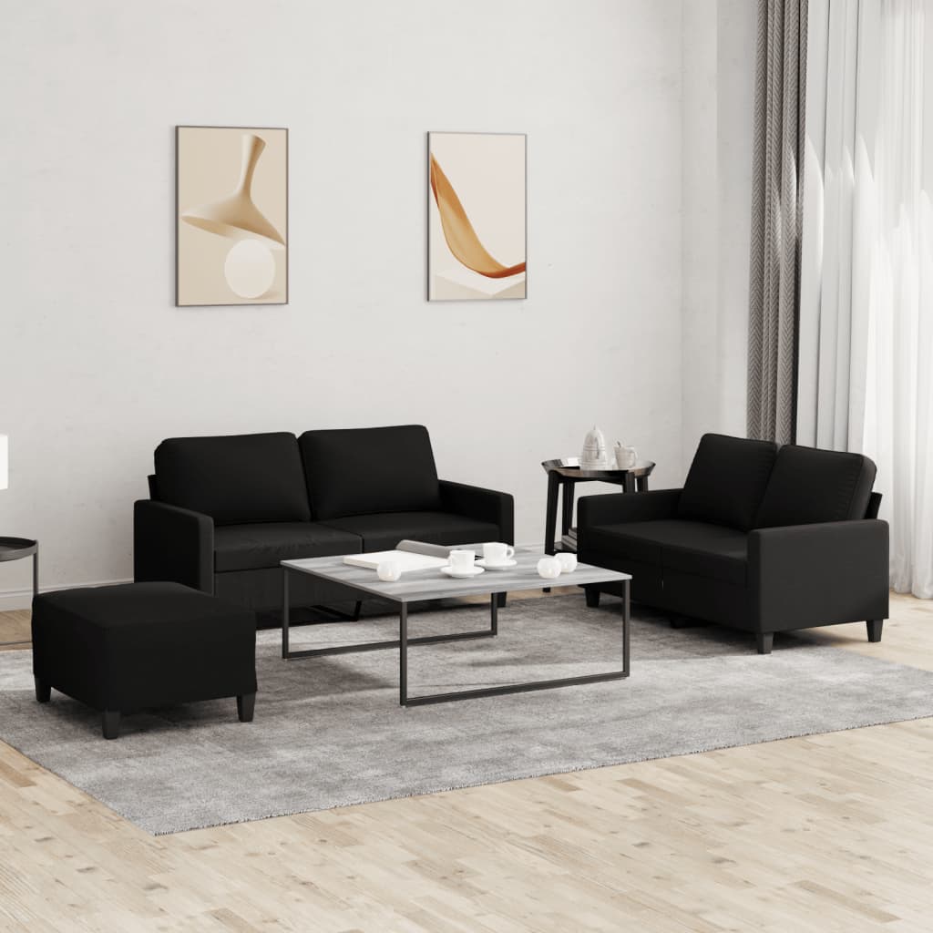 vidaXL 2-delige Loungeset met kussens stof lichtgrijs