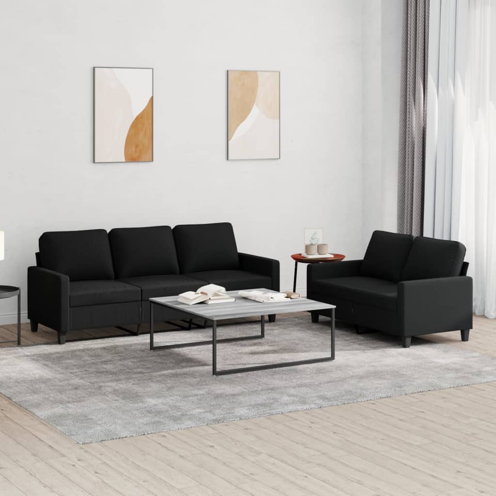 vidaXL 2-delige Loungeset met kussens stof lichtgrijs