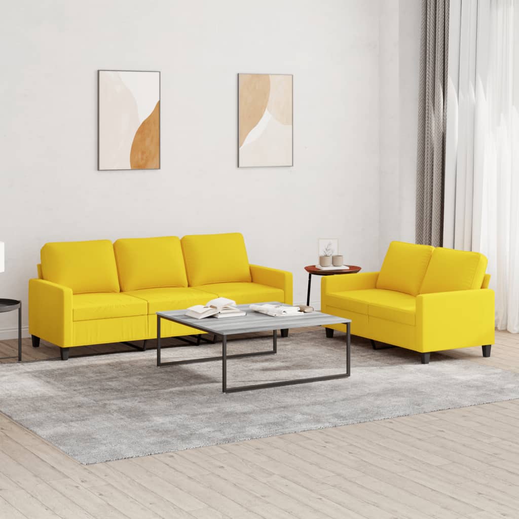 vidaXL 2-delige Loungeset met kussens stof lichtgrijs