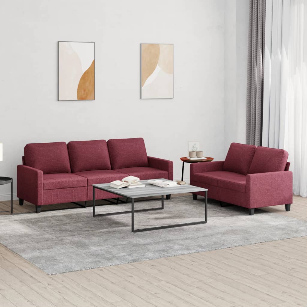vidaXL 2-delige Loungeset met kussens stof lichtgrijs