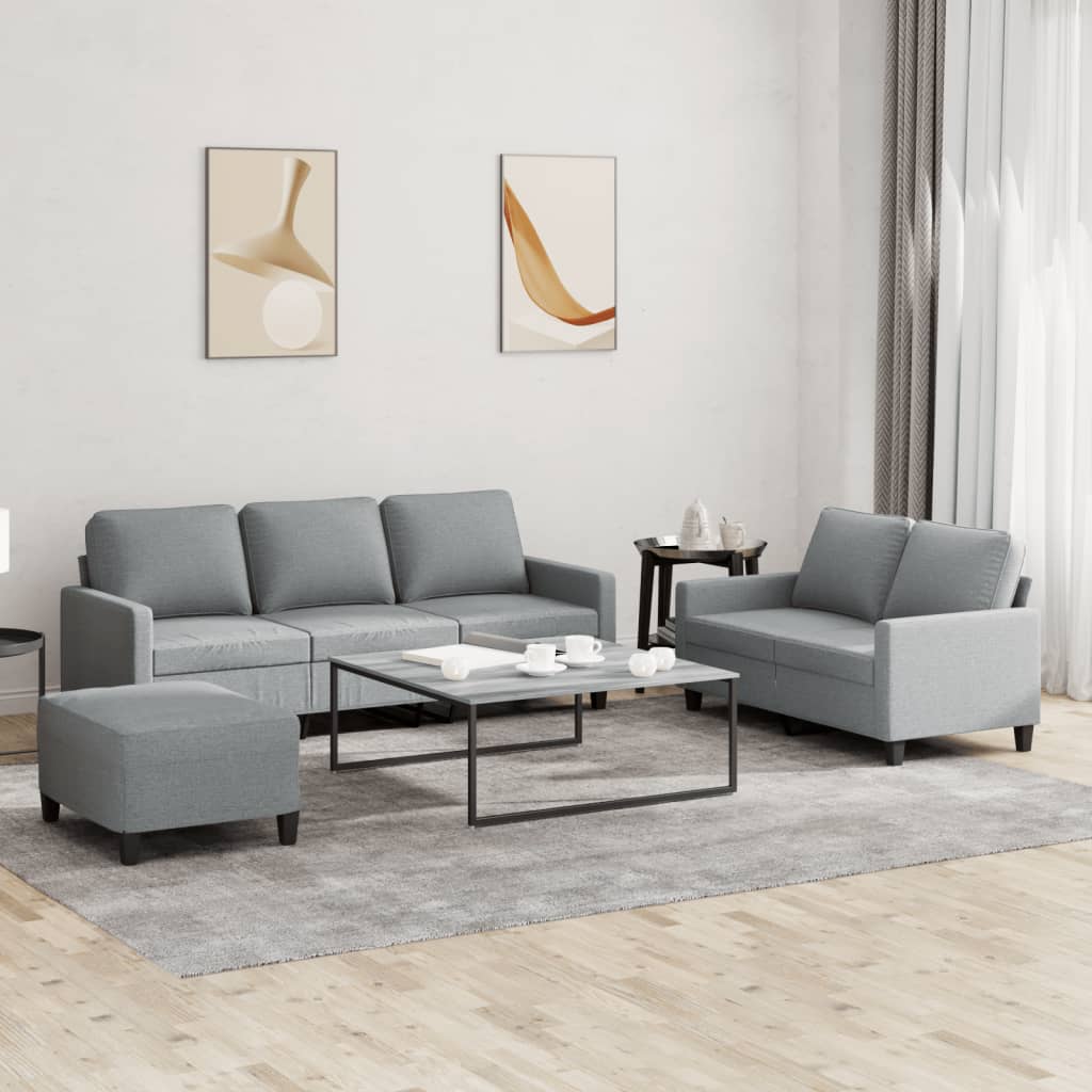 vidaXL 2-delige Loungeset met kussens stof lichtgrijs