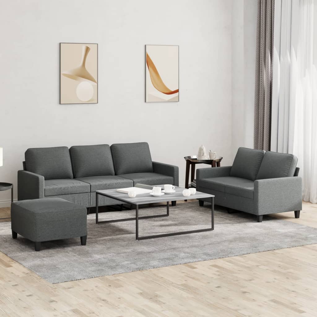 vidaXL 2-delige Loungeset met kussens stof lichtgrijs