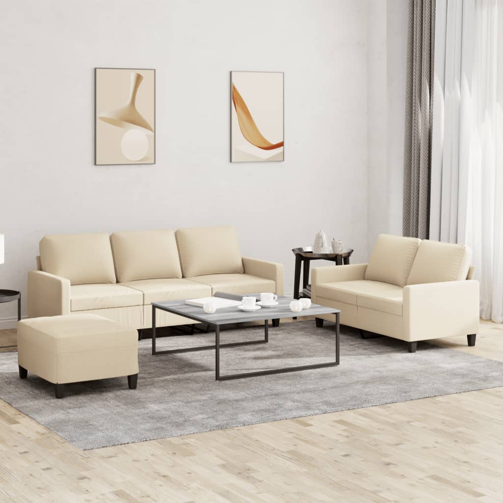vidaXL 2-delige Loungeset met kussens stof lichtgrijs