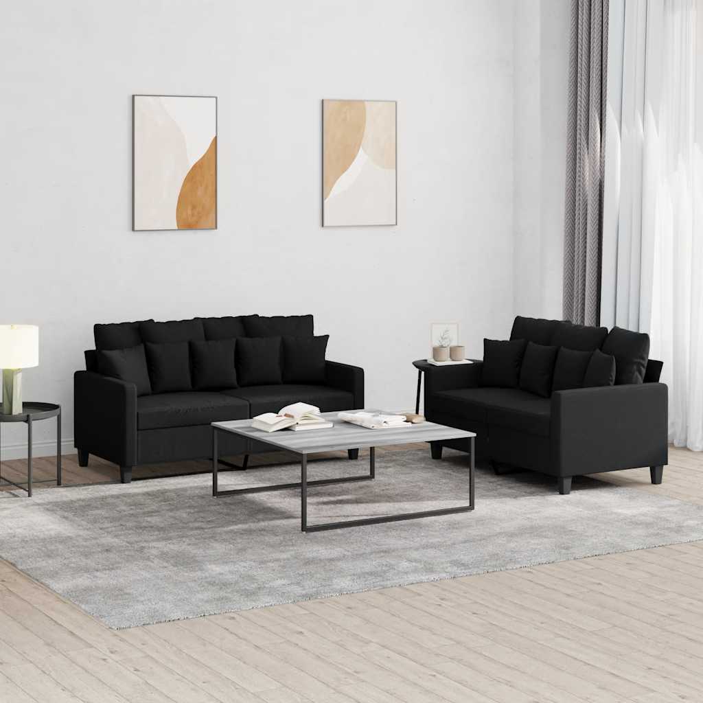 vidaXL 2-delige Loungeset met kussens stof lichtgrijs