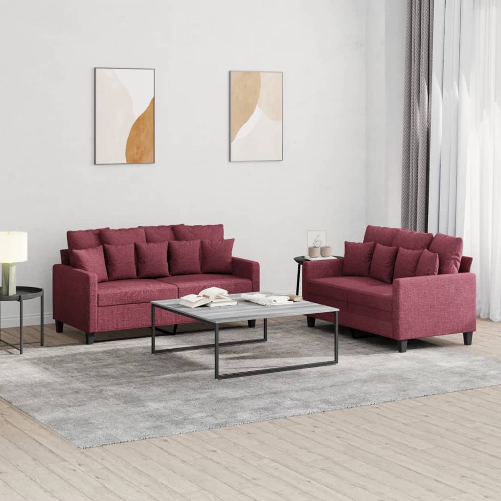 vidaXL 2-delige Loungeset met kussens stof lichtgrijs