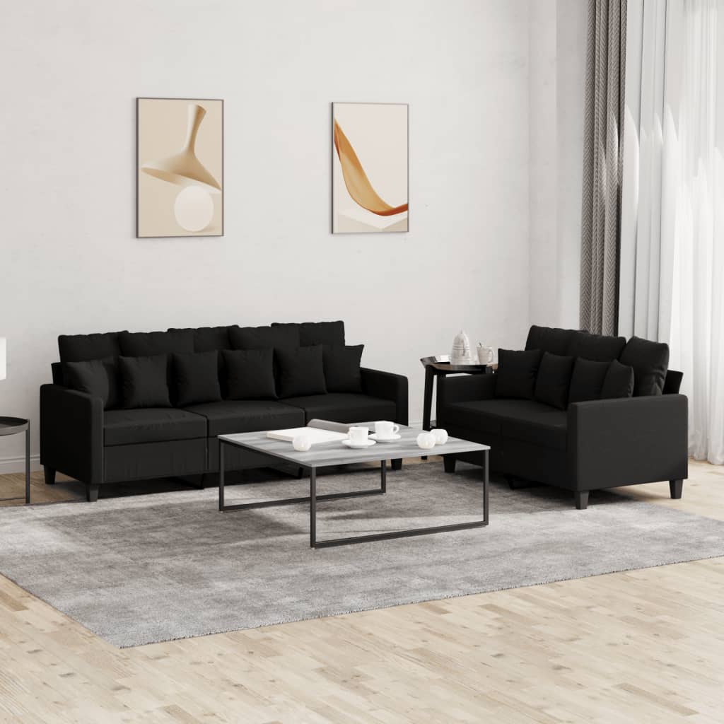 vidaXL 2-delige Loungeset met kussens stof lichtgrijs