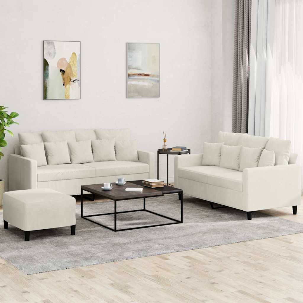 vidaXL 2-delige Loungeset met kussens fluweel lichtgrijs
