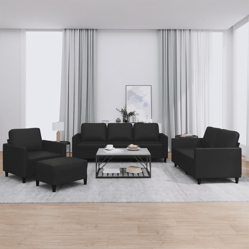 vidaXL Ensemble de salon 3 pièces avec des artisans noirs
