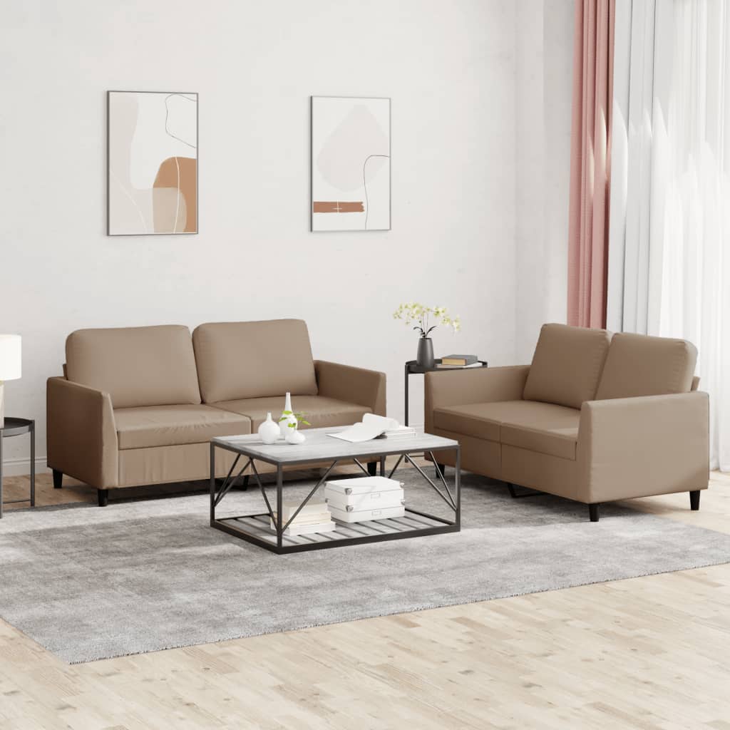 vidaXL 2-delige Loungeset met kussens kunstleer zwart