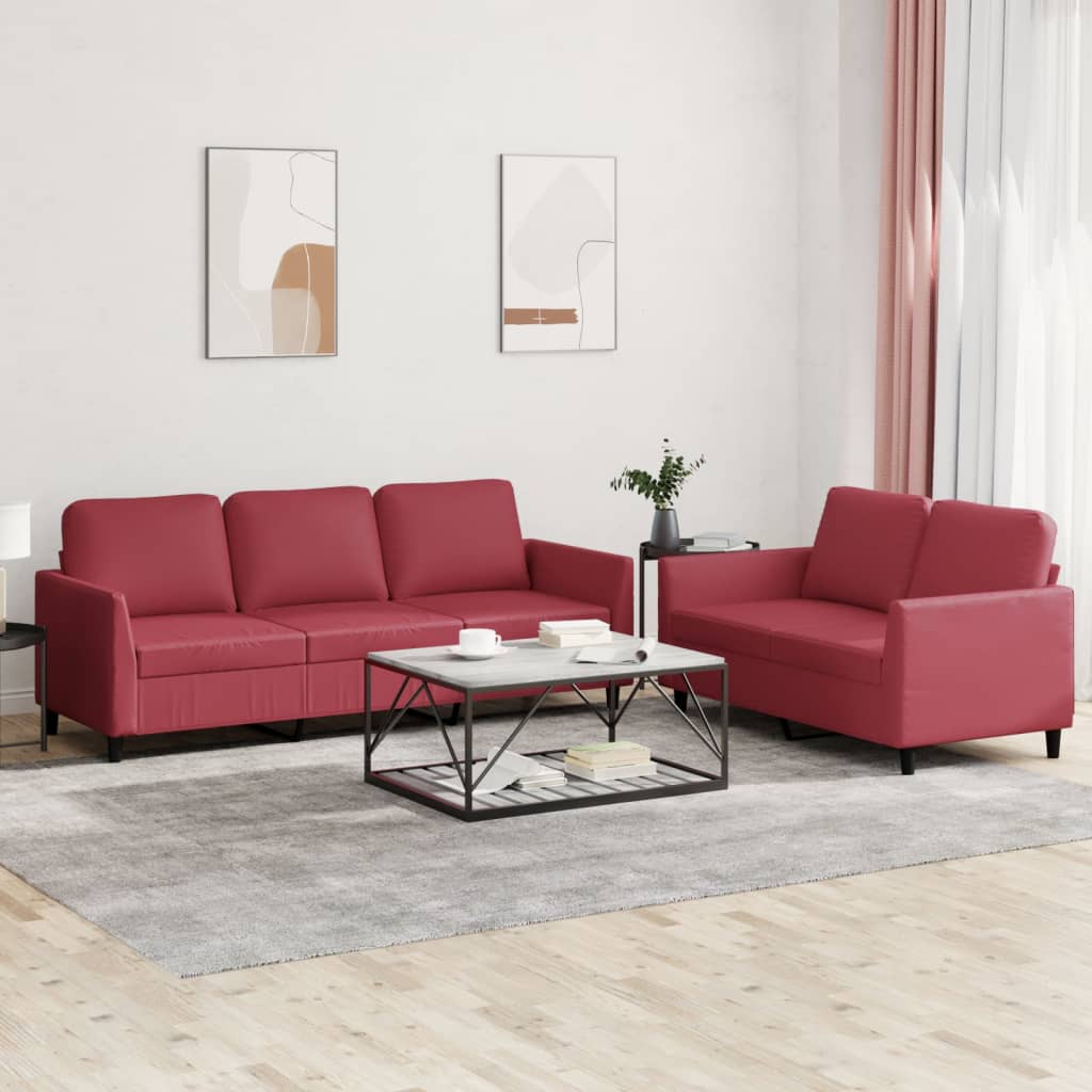 vidaXL 2-delige Loungeset met kussens kunstleer zwart