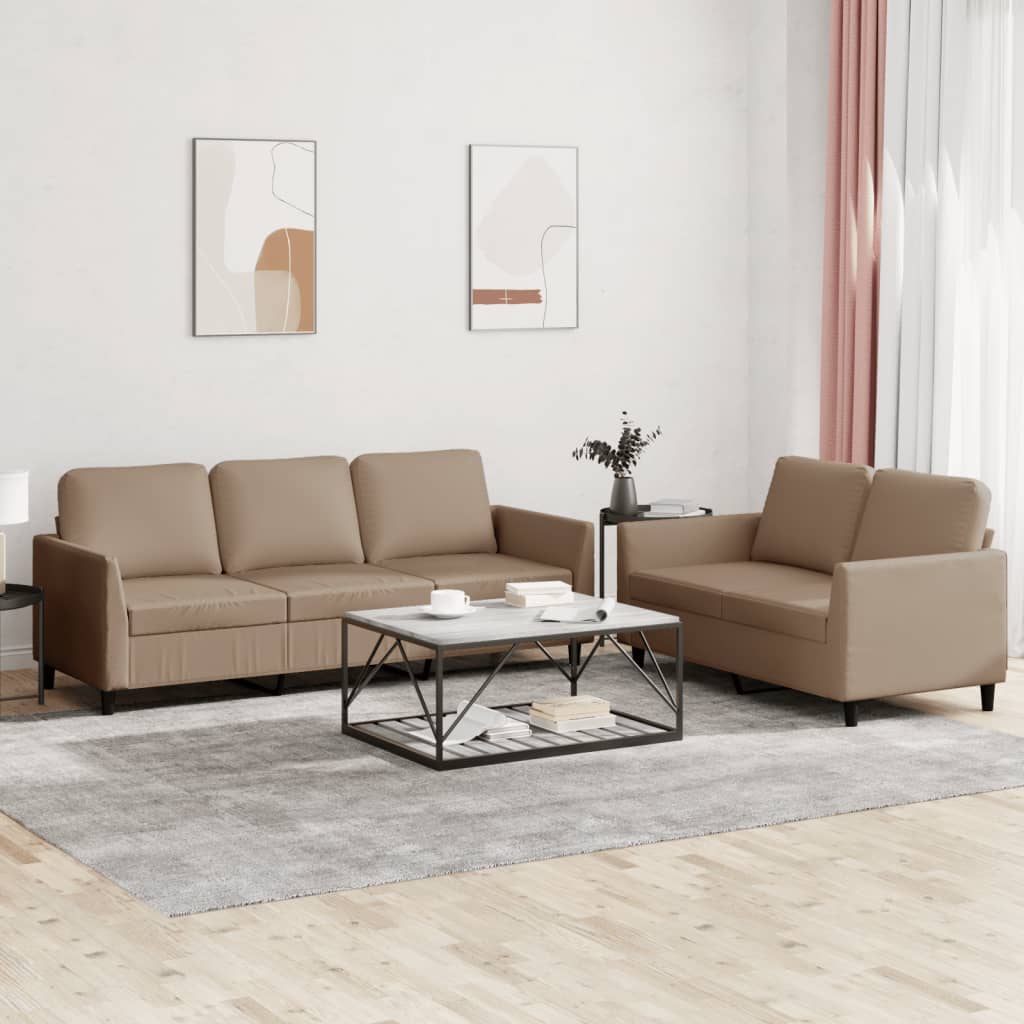 vidaXL 2-delige Loungeset met kussens kunstleer zwart