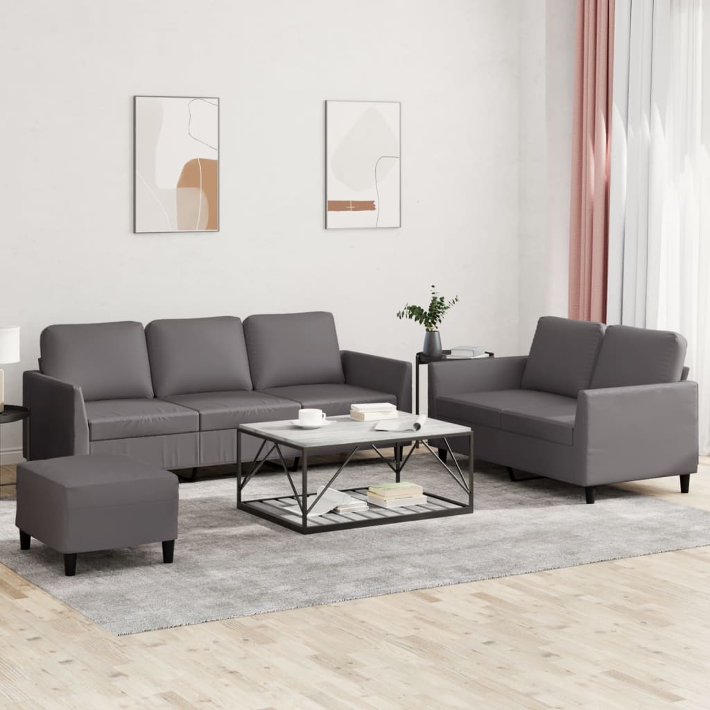 vidaXL 2-delige Loungeset met kussens kunstleer zwart