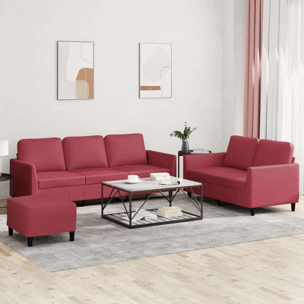 vidaXL 2-delige Loungeset met kussens kunstleer zwart