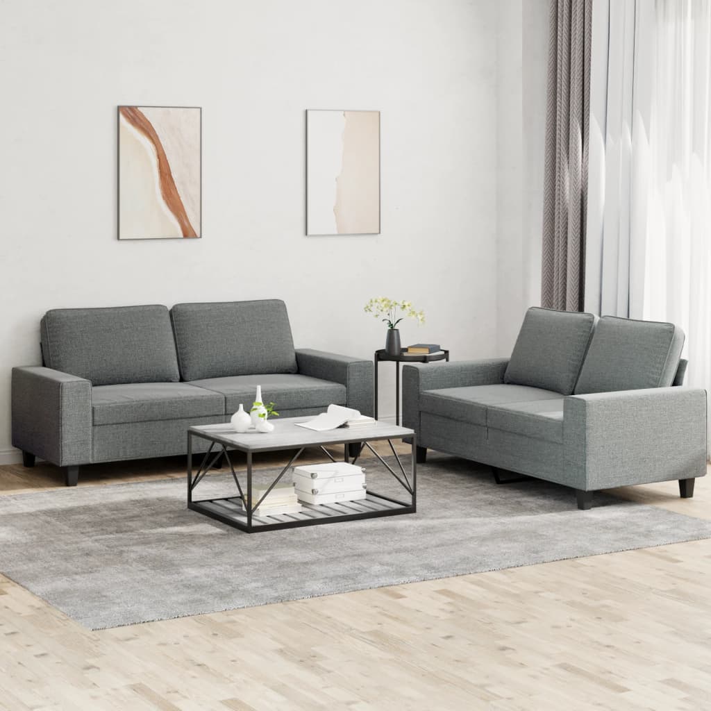 vidaXL 2-delige Loungeset stof lichtgrijs