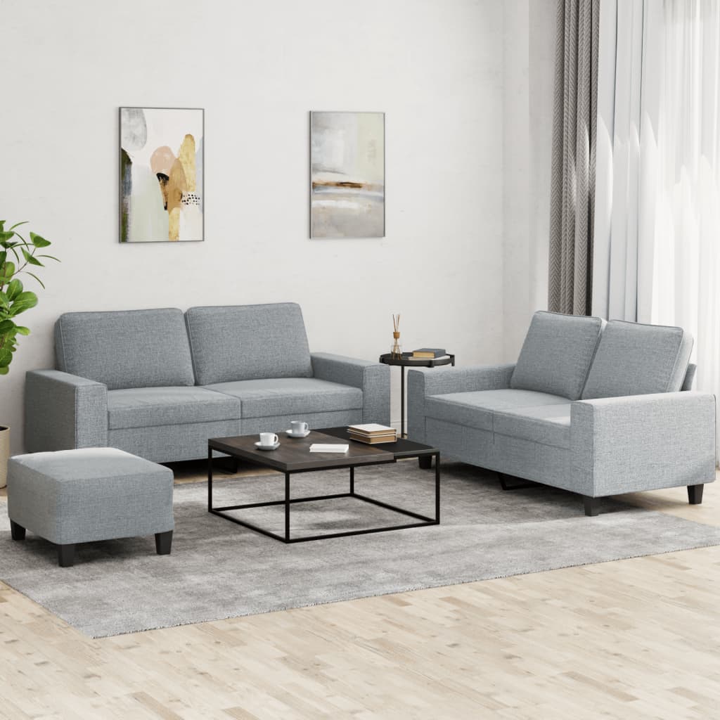 vidaXL 2-delige Loungeset stof lichtgrijs