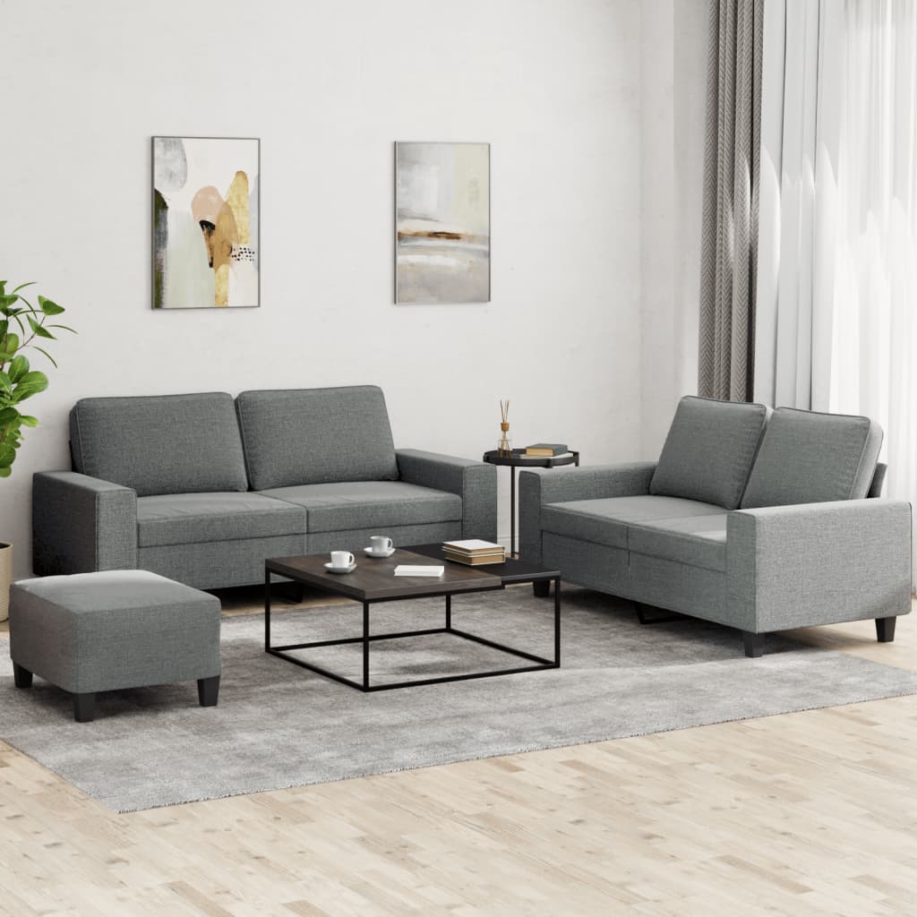 vidaXL 2-delige Loungeset stof lichtgrijs