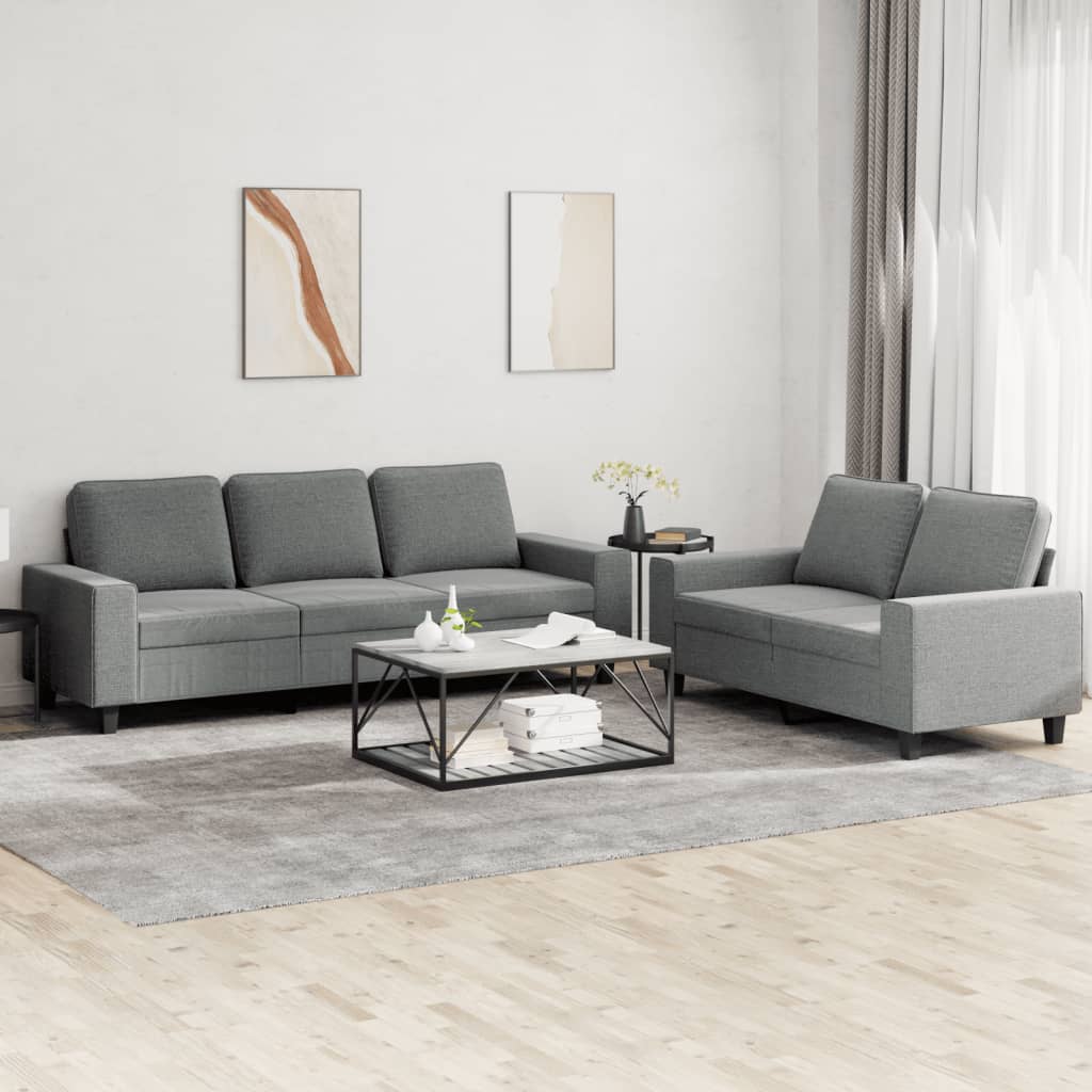 vidaXL 2-delige Loungeset stof lichtgrijs