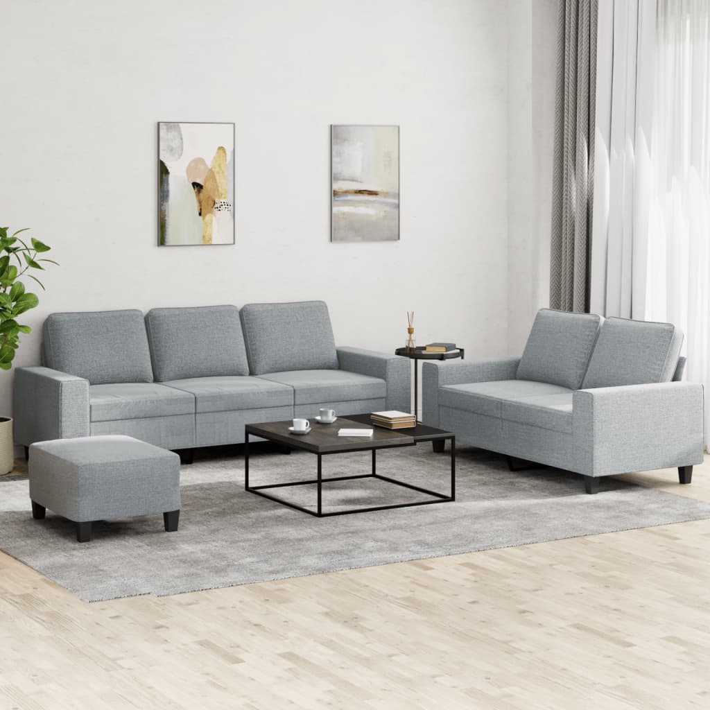 vidaXL 2-delige Loungeset stof lichtgrijs
