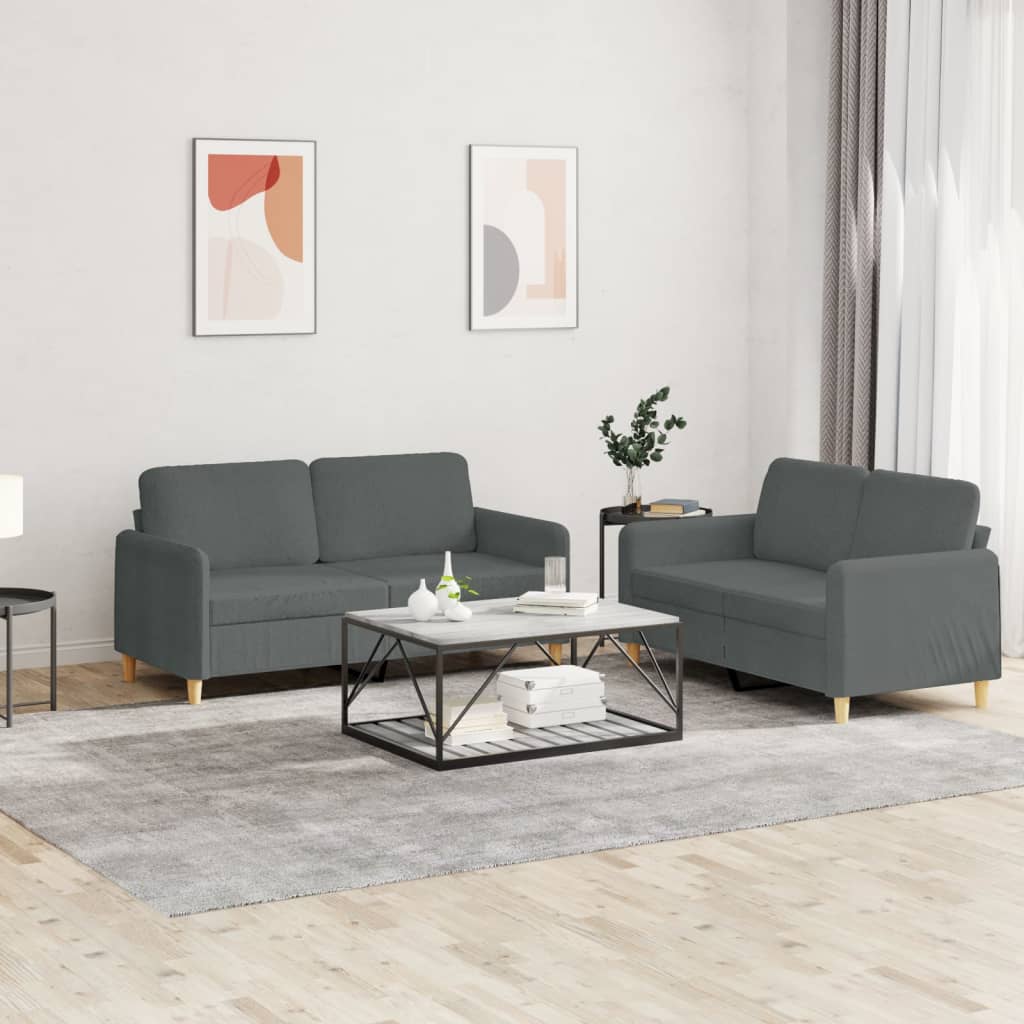 vidaXL 2-delige Loungeset met kussens stof lichtgrijs