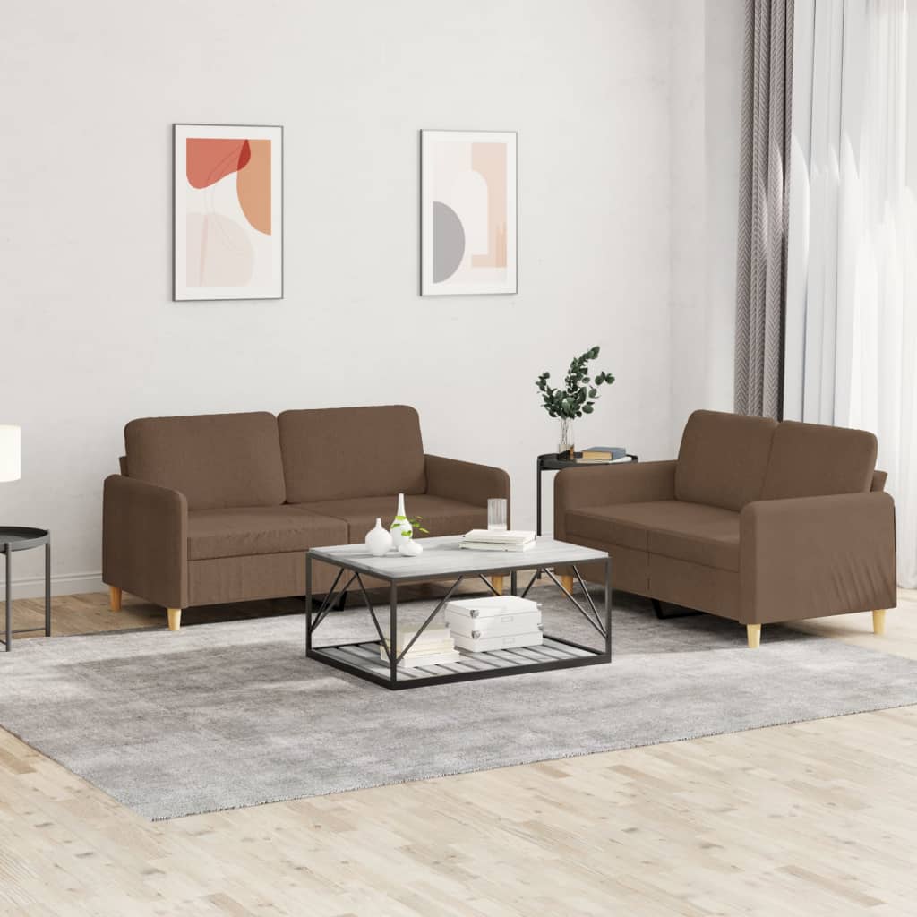 vidaXL 2-delige Loungeset met kussens stof lichtgrijs