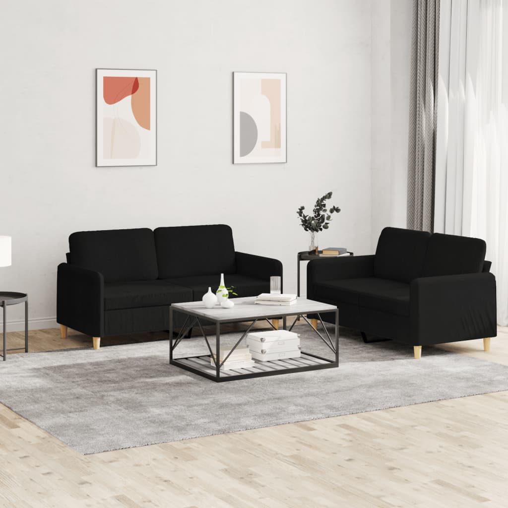 vidaXL 2-delige Loungeset met kussens stof lichtgrijs