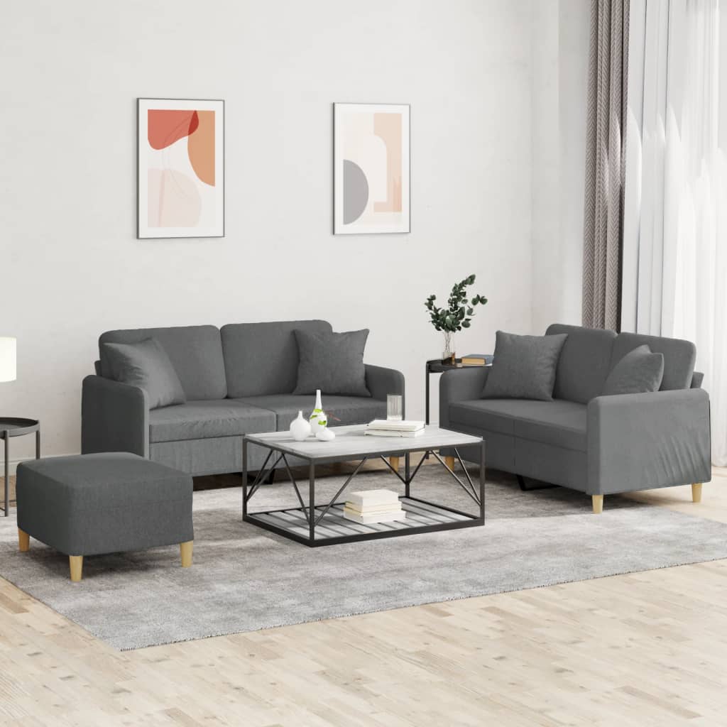 vidaXL 2-delige Loungeset met kussens stof lichtgrijs