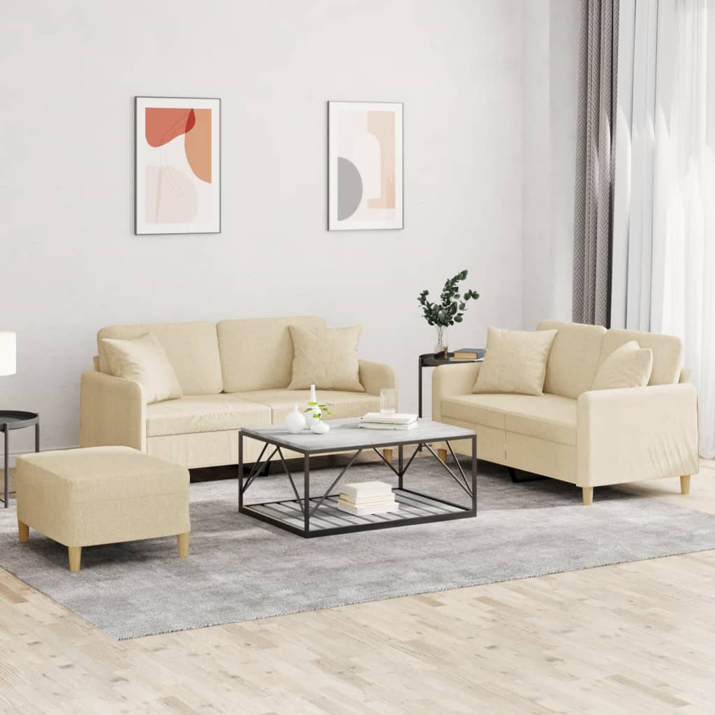 vidaXL 2-delige Loungeset met kussens stof lichtgrijs