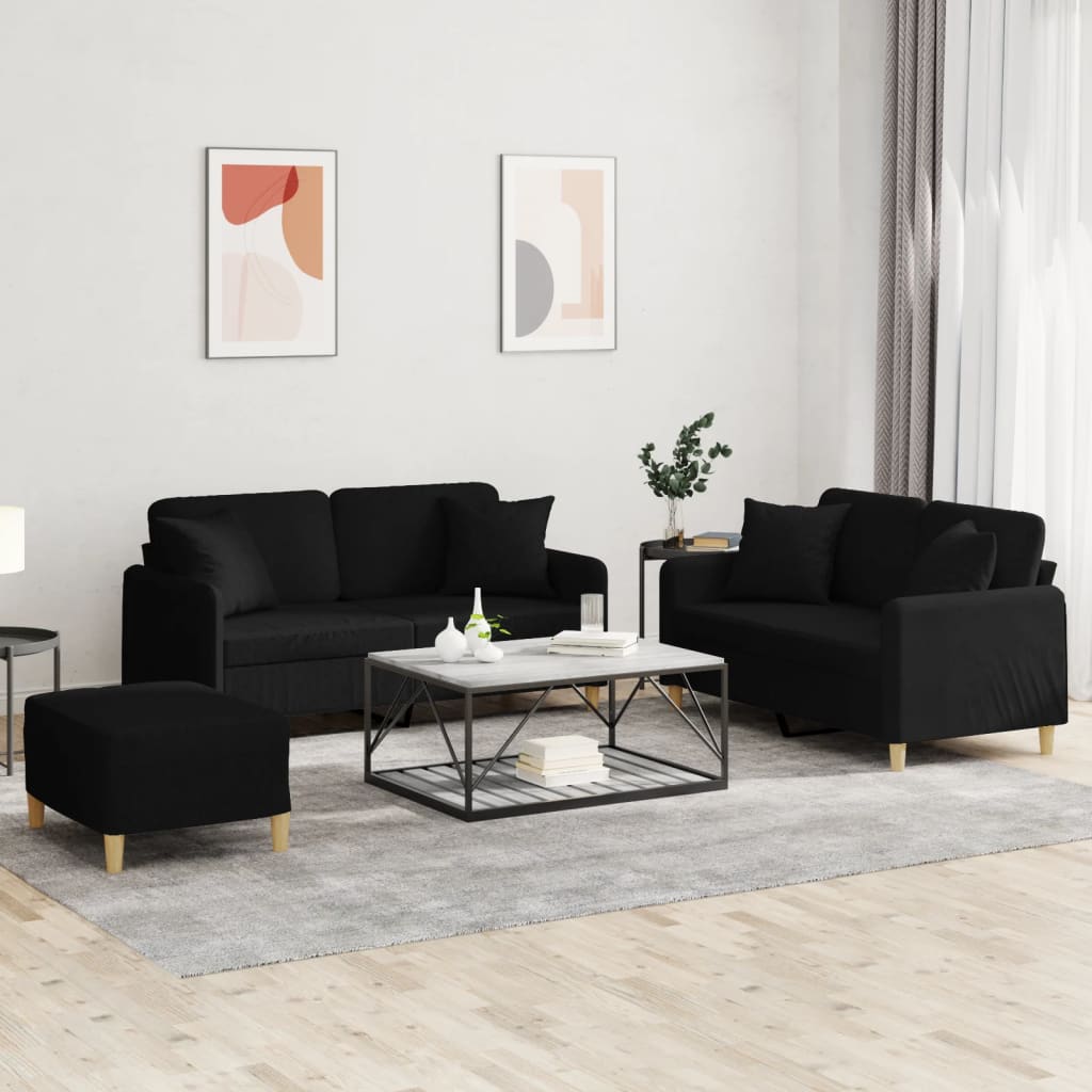 vidaXL 2-delige Loungeset met kussens stof lichtgrijs