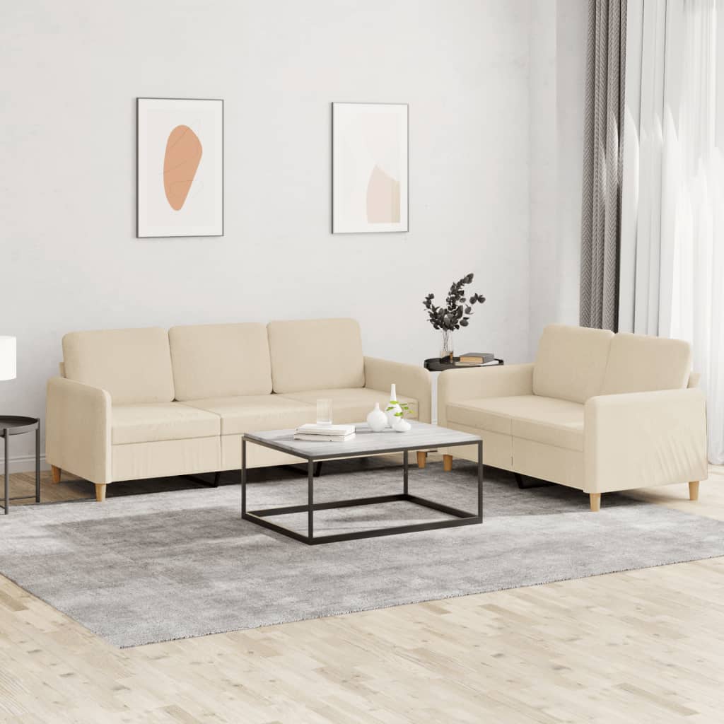 vidaXL 2-delige Loungeset met kussens stof lichtgrijs