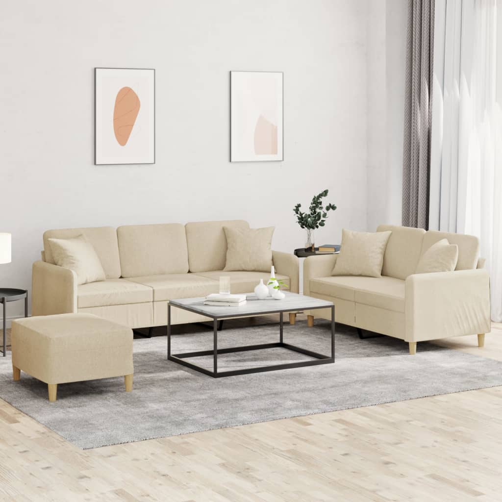 vidaXL 2-delige Loungeset met kussens stof lichtgrijs