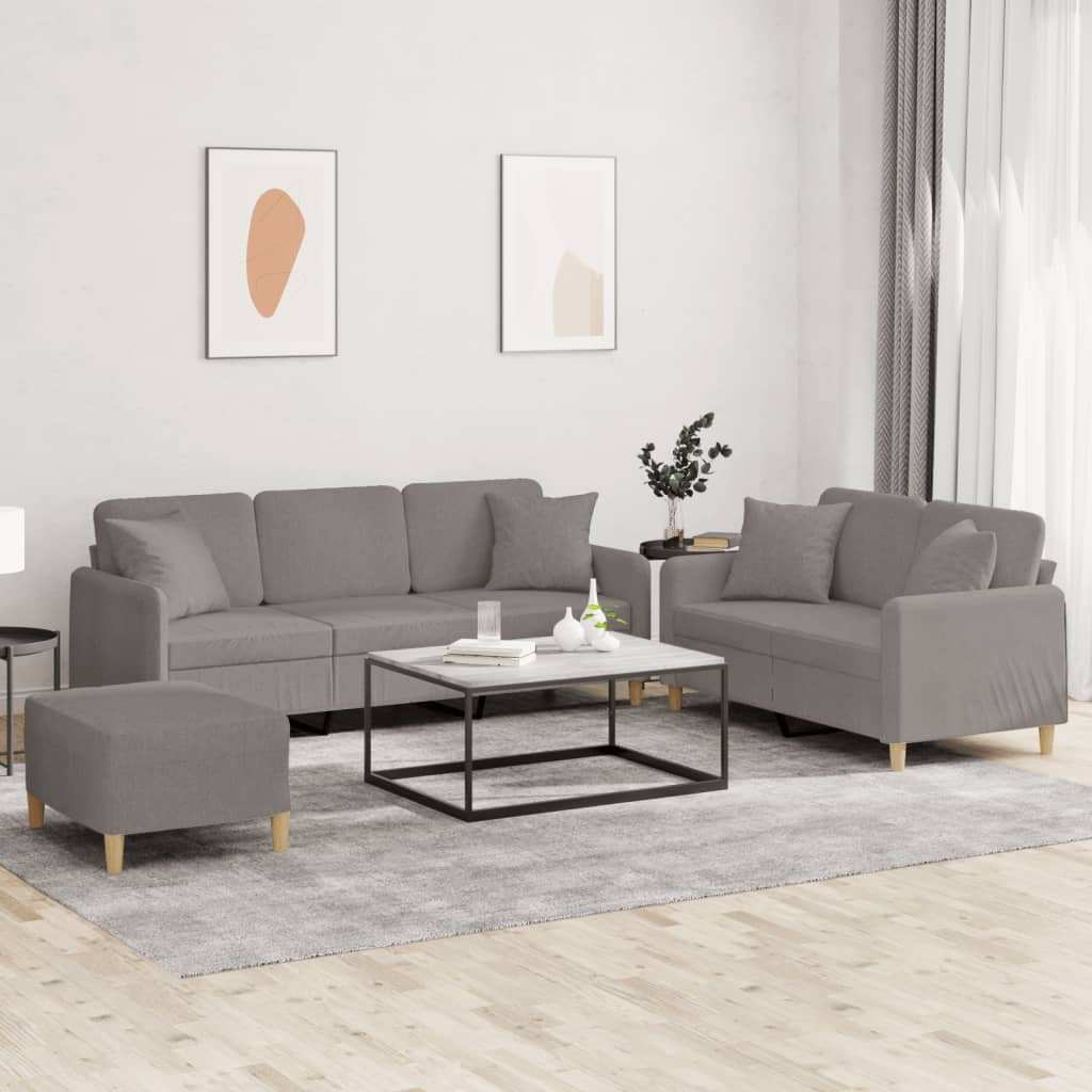 vidaXL 2-delige Loungeset met kussens stof lichtgrijs