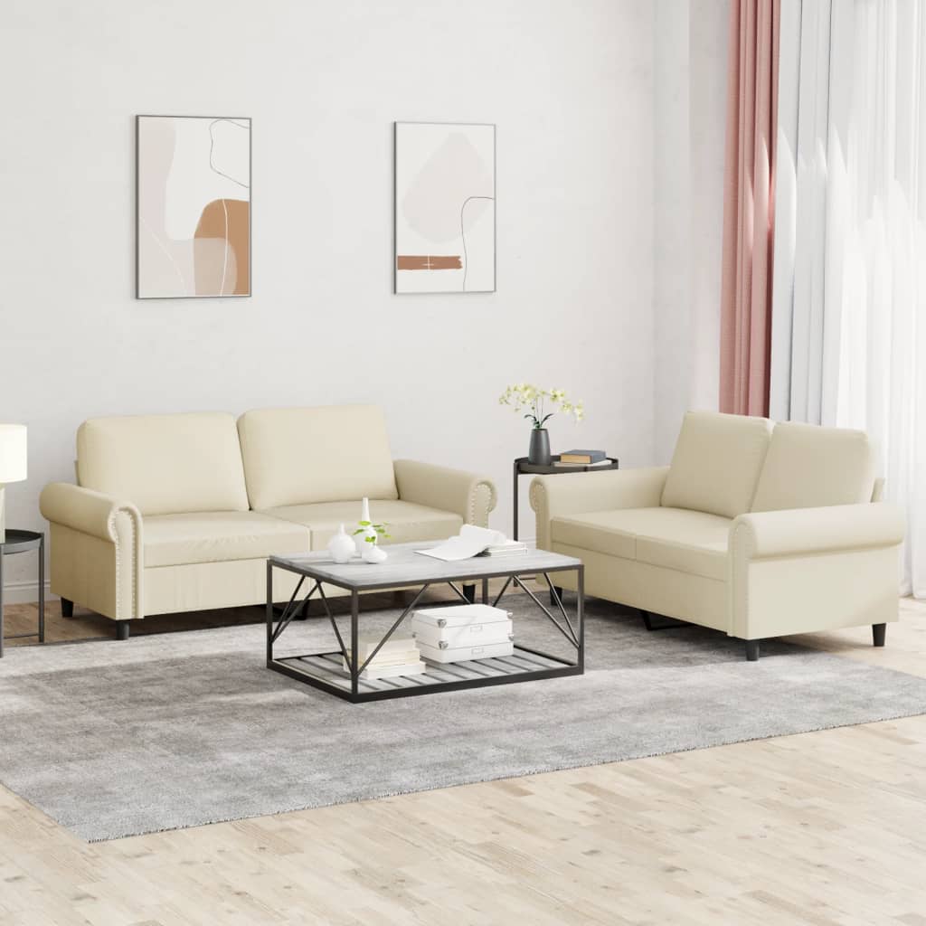 vidaXL 2-delige Loungeset met kussens kunstleer zwart