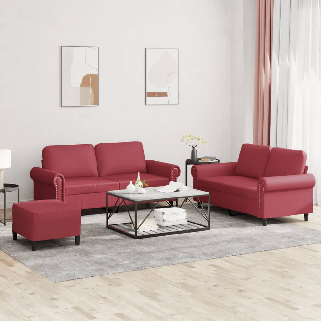 vidaXL 2-delige Loungeset met kussens kunstleer zwart