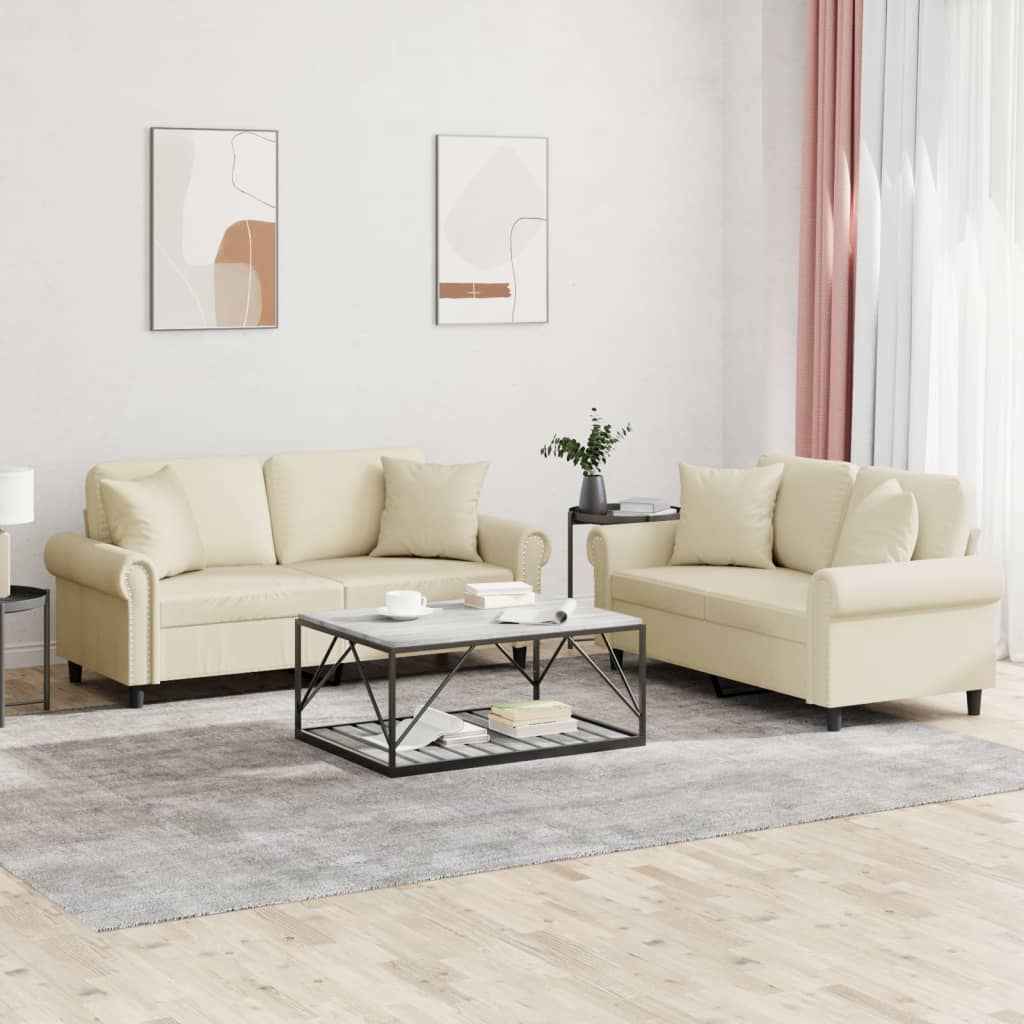 vidaXL 2-delige Loungeset met kussens kunstleer zwart