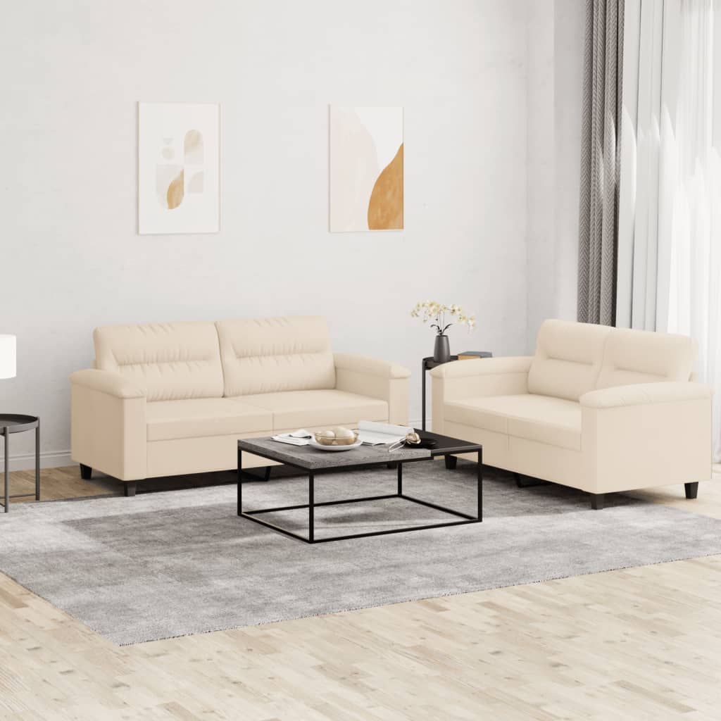 vidaXL 2-delige Loungeset met kussens microvezelstof taupe