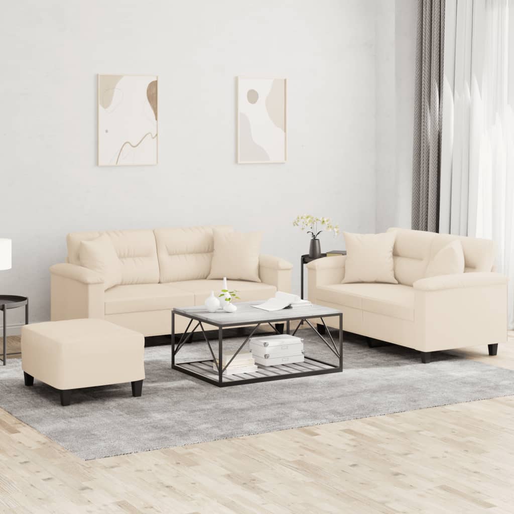 vidaXL 2-delige Loungeset met kussens microvezelstof taupe