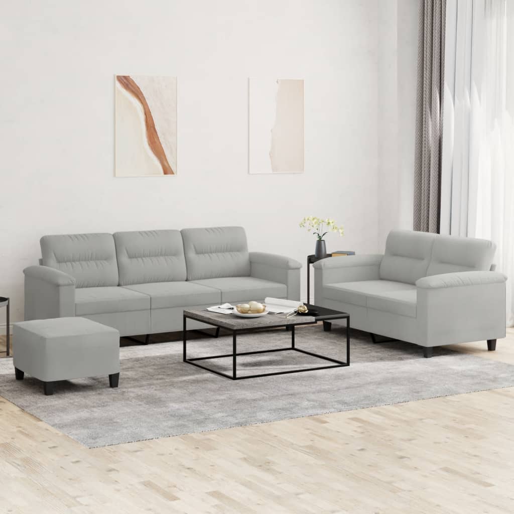 vidaXL 2-delige Loungeset met kussens microvezelstof taupe
