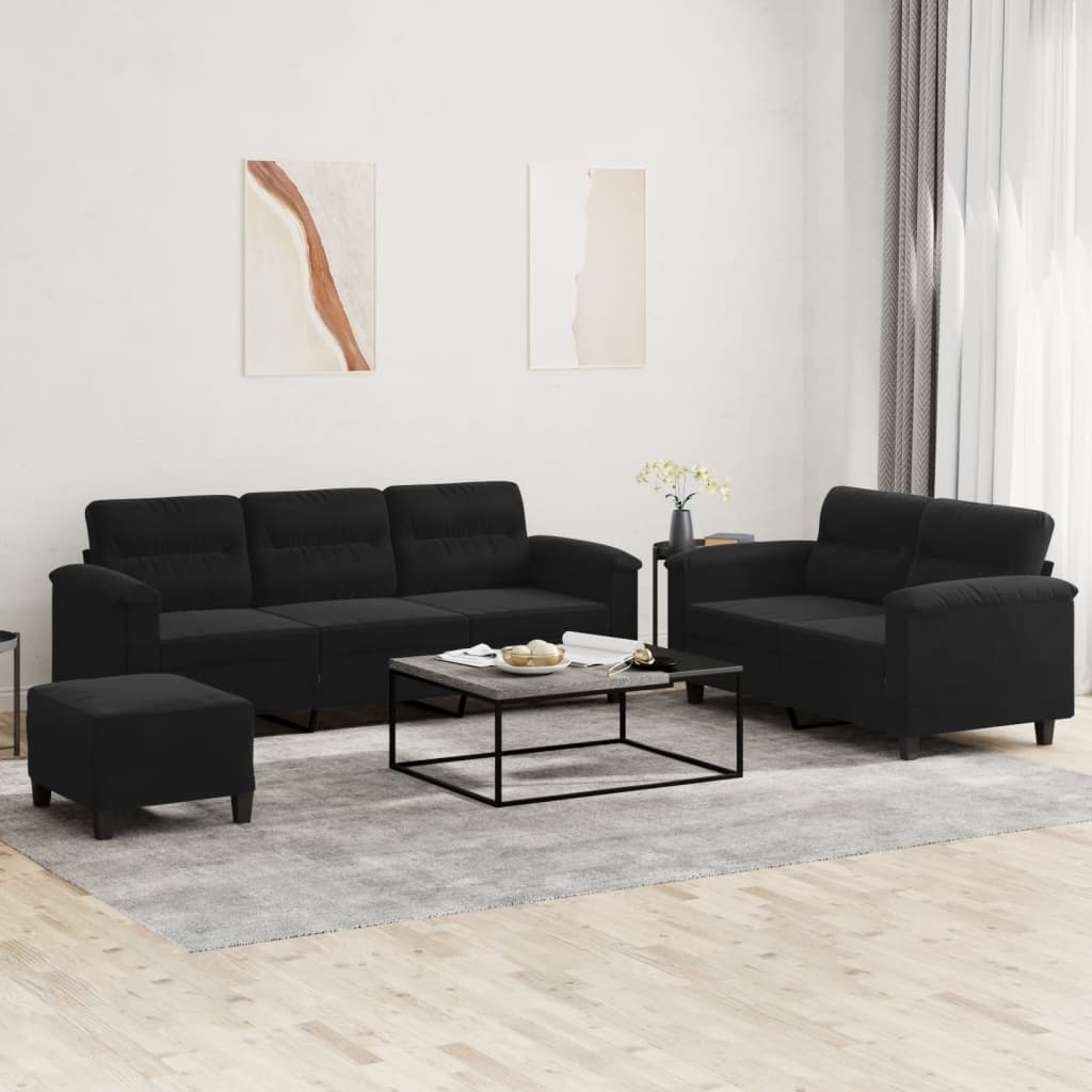 vidaXL 2-delige Loungeset met kussens microvezelstof taupe