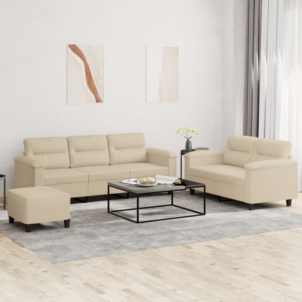 vidaXL 2-delige Loungeset met kussens microvezelstof taupe