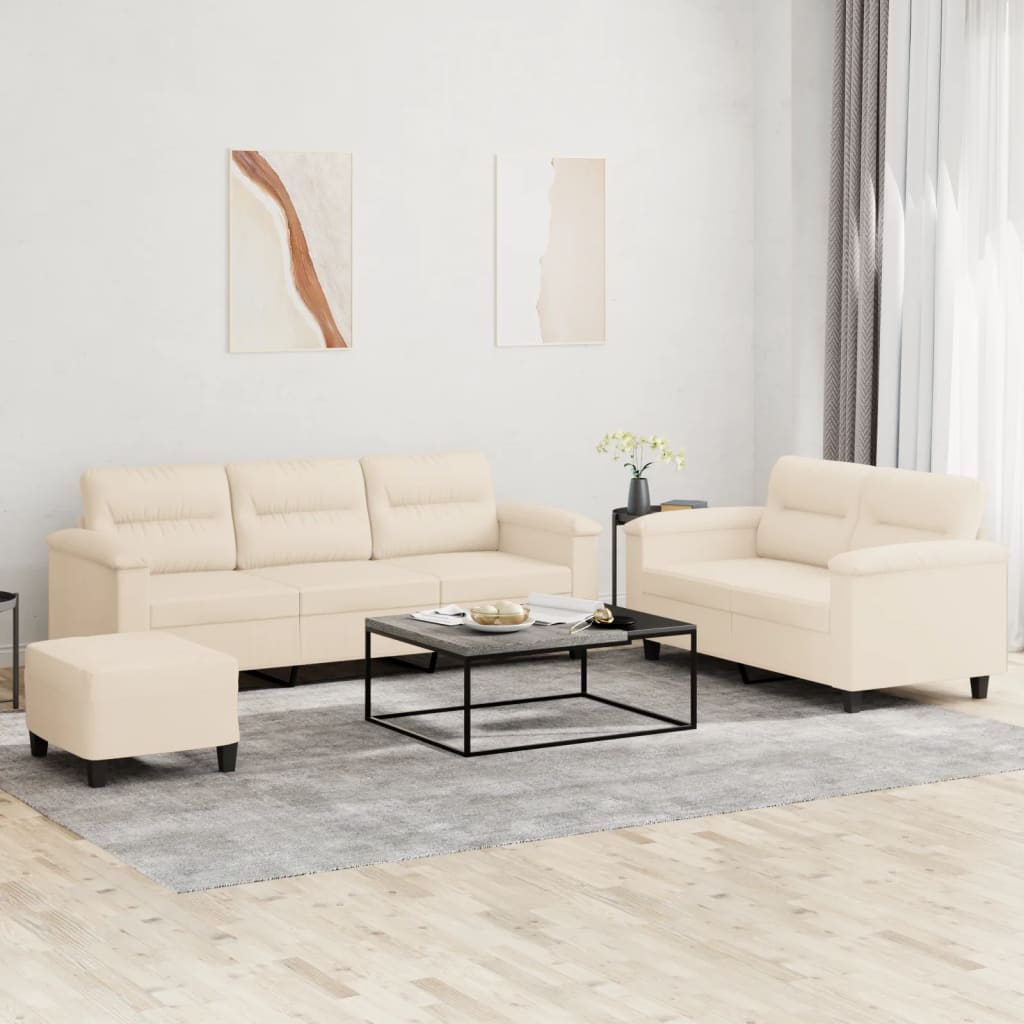 vidaXL 2-delige Loungeset met kussens microvezelstof taupe