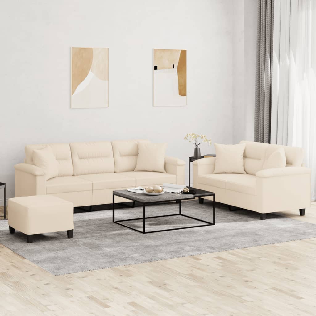 vidaXL 2-delige Loungeset met kussens microvezelstof taupe